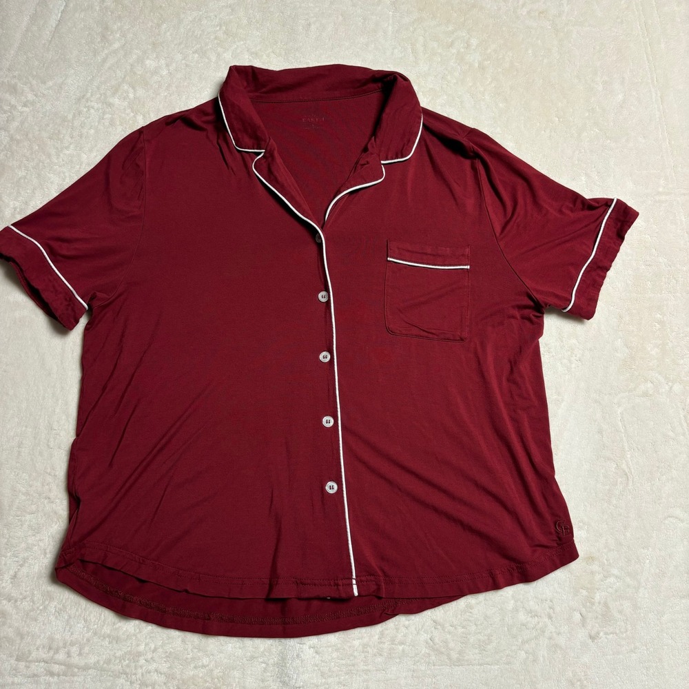 Cozy Earth Womens Short Sleeve Button Down Shirt Size Large Pajamas Bamboo